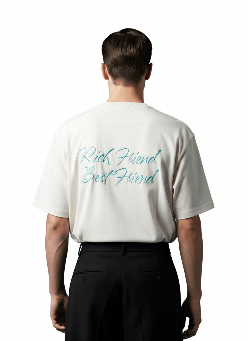 BLUE EMBROIDERED TEE