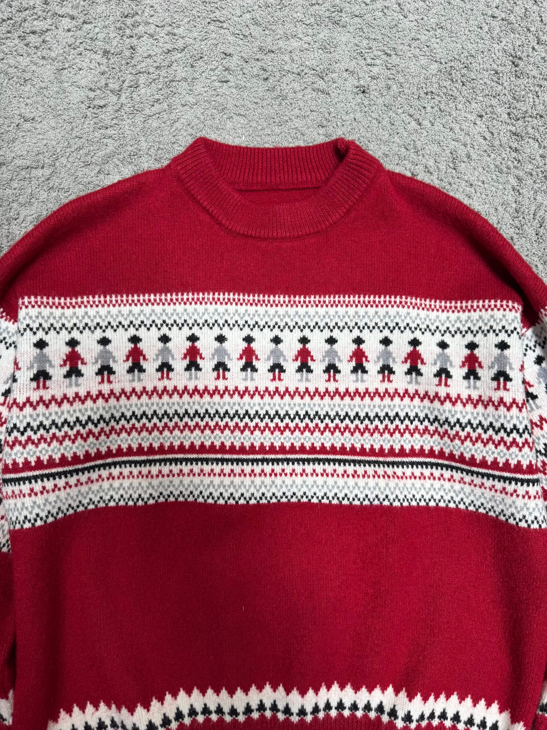 Red White Wool Sweater (S/M)