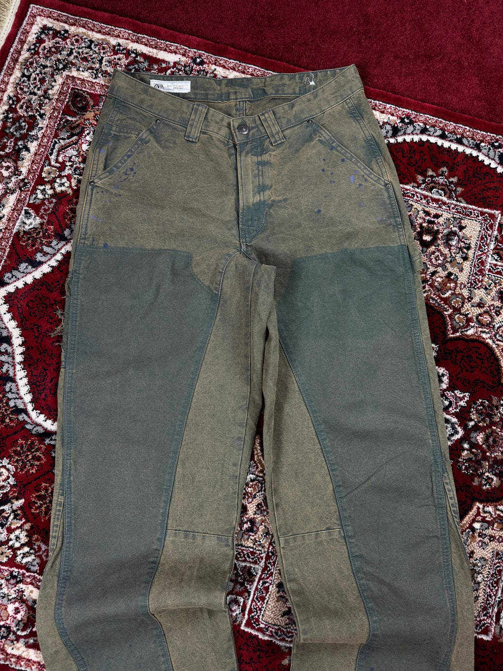 ZARA - MULTICOLOR GREEN BAGGY JEANS (32”)