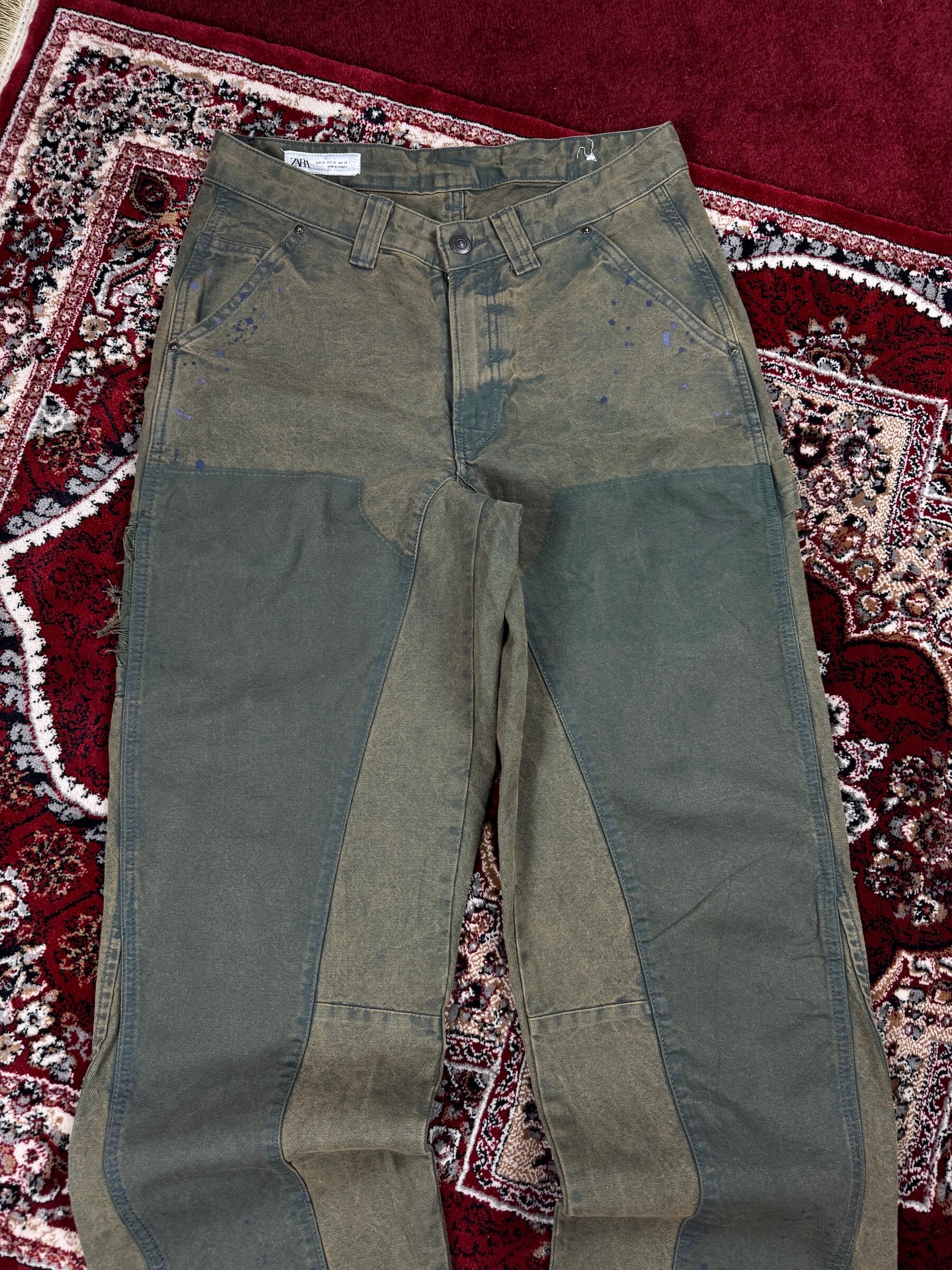 ZARA - MULTICOLOR GREEN BAGGY JEANS (32”)