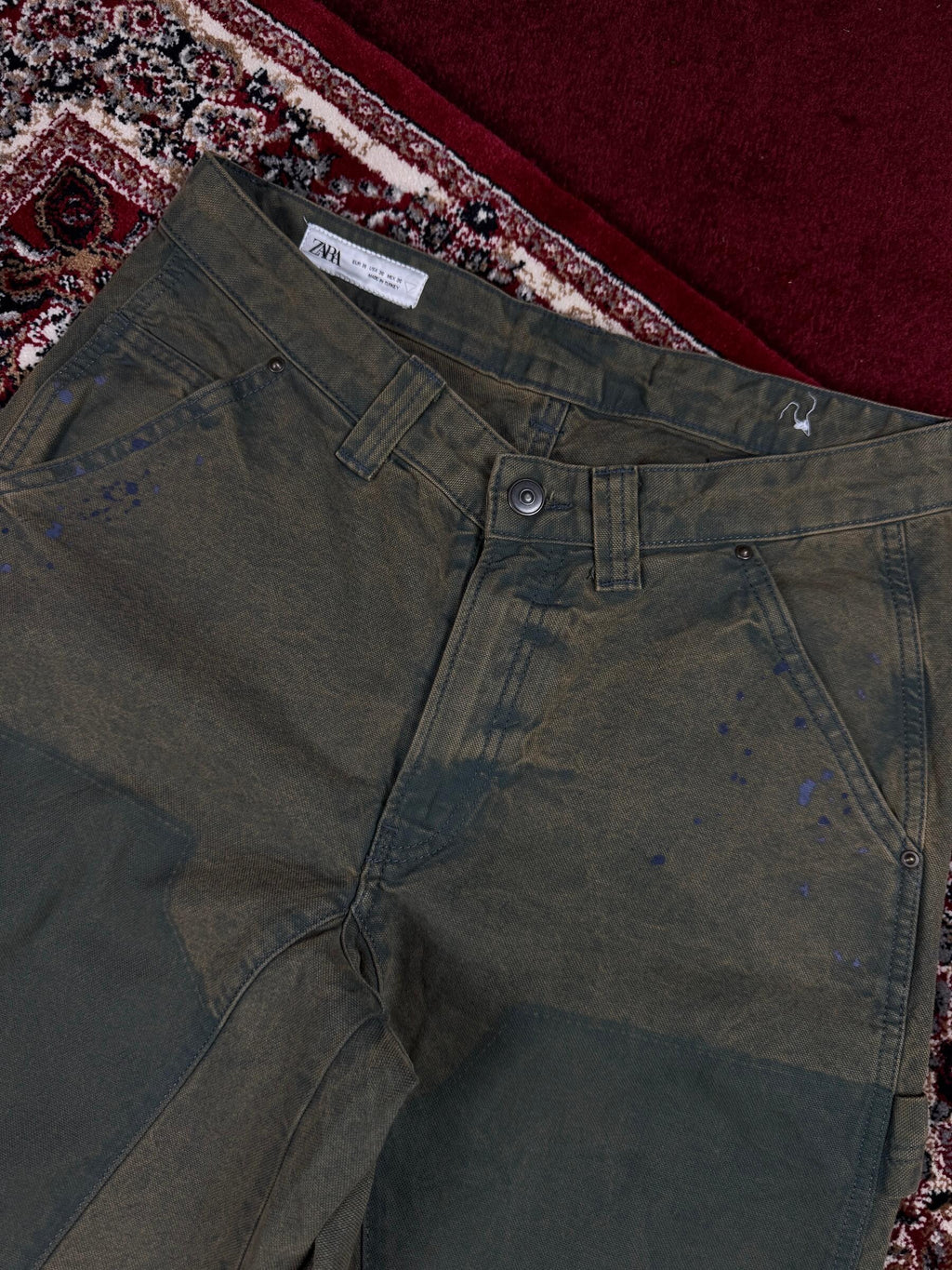 ZARA - MULTICOLOR GREEN BAGGY JEANS (32”)