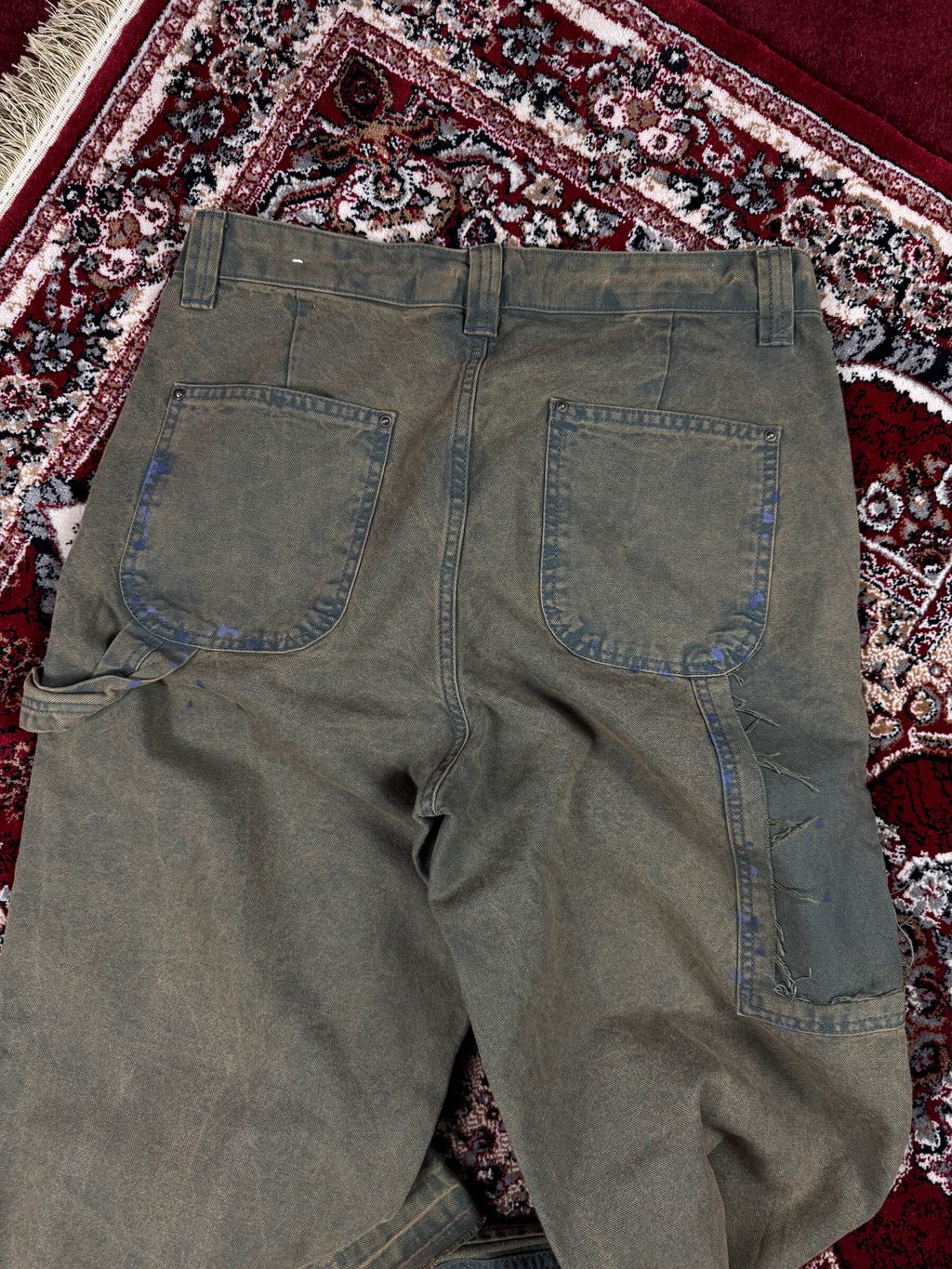 ZARA - MULTICOLOR GREEN BAGGY JEANS (32”)