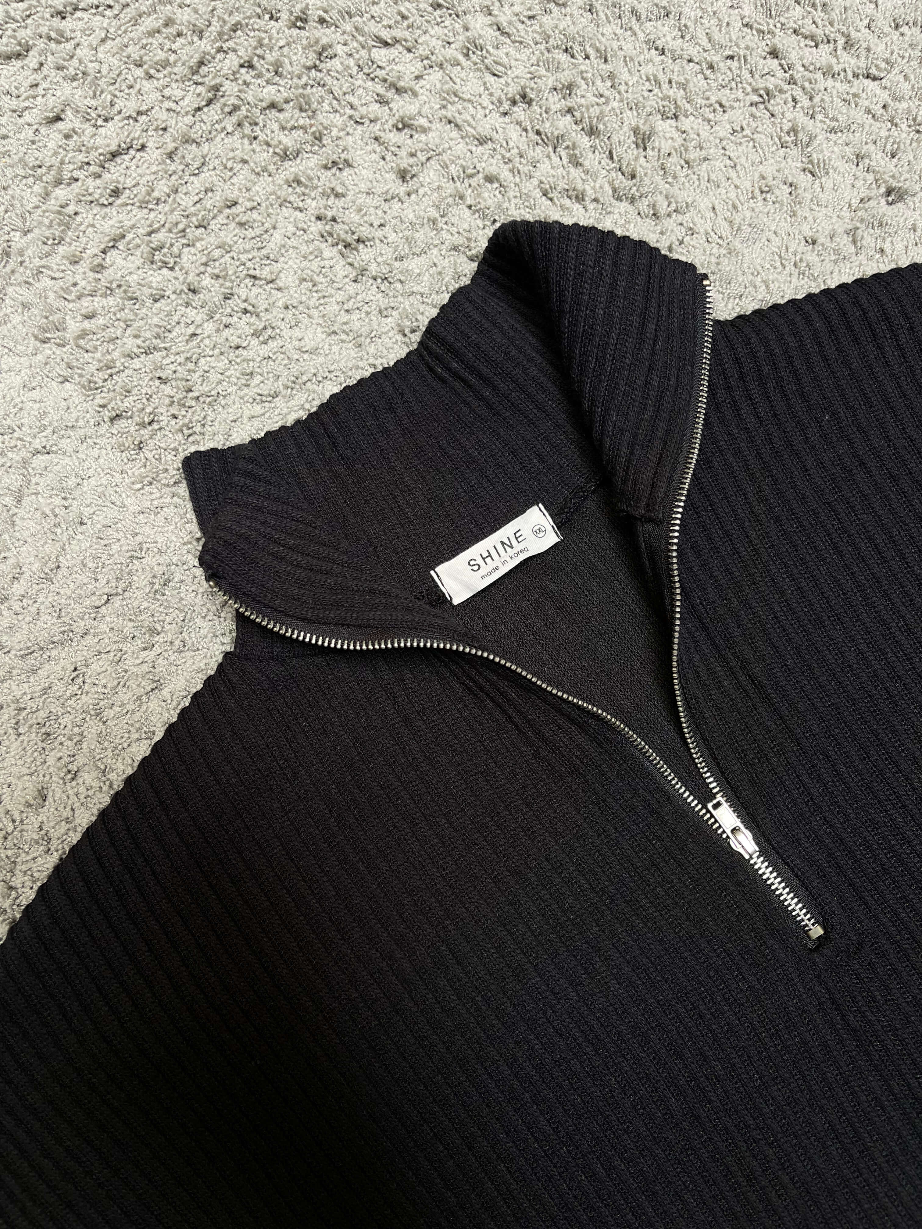 Shine Black Quarter Zipper (L)